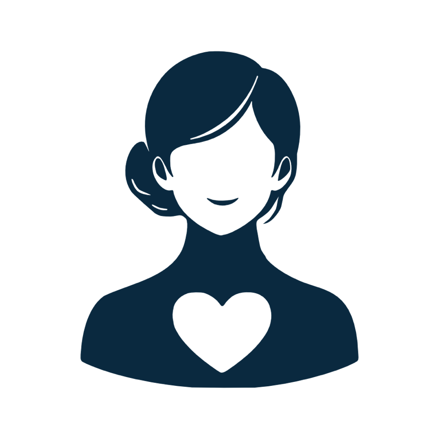 Silhouette einer Person mit einem Herzsymbol auf der Brust.